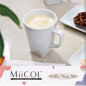 Miicol Coffee Square Mug 14oz Set of 6 NWOT! Microwavable Oven & Dishwasher Safe